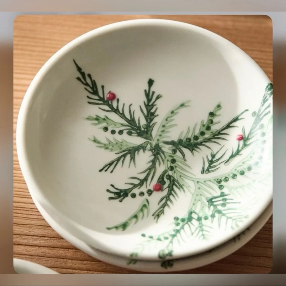 West Elm Tannenbaum Holly stoneware coasters set Set of 4